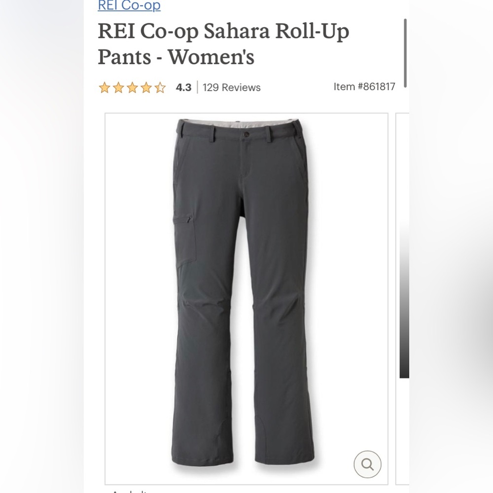 NWT REI Sahara Roll Up Pants Size 8